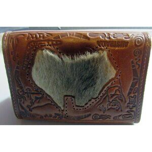 Leather Brown Key Case Holder Chain Genuine Kangaroo Fur Australia